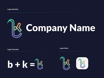 b+k logo best logo flat logo logo designer logodesign minimal tech logo technology texture typography