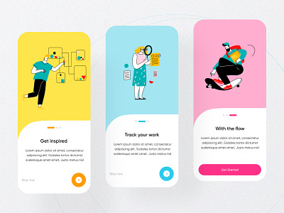 Onboarding App Screens abstract app colorful design illustration minimal mobile onboarding screens ui vector