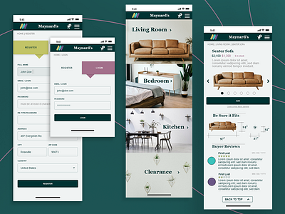 Maynard's Furniture app branding mobile ux uxui website website design