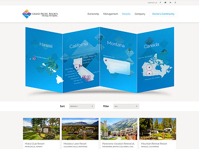 Grand Pacific Resorts - Interior cards elevator map resort travel web web design