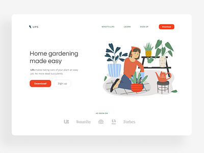 LIFS - Gardening App Landing web design