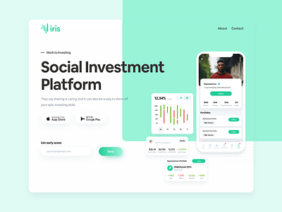 Iris - Social Investment Platform app clean design interface product typography ui ux web web design