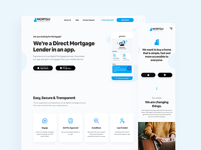 Mortgij - Morgage Lender in an App app blue clean design flat interface ui ux web web design