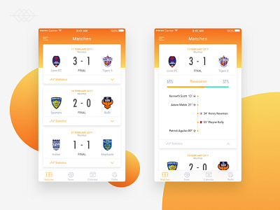 Football Soccer Score app design football games match play score soccer ui