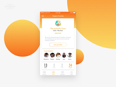 Football Soccer Team app card design football ios mobile soccer team ui
