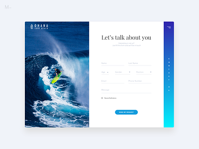 Surf Beach - Contact Form beach card contact form design input surf ui design web design