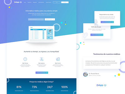 New Dr. App - Doctors Landing Page app blue design gradient healt interface product ui ux web web design