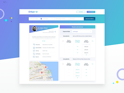 Doctor Profile Drapp app blue design gradient interface product ui ux web web design
