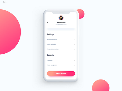 Minimal Profile Setting app design gradient interface product setting ui ux