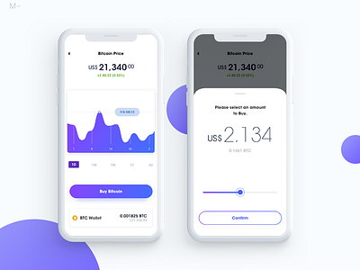 Buying Bitcoin app design gradient interface product setting ui ux