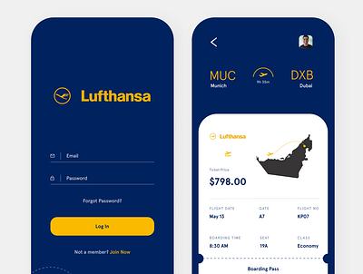 Lufthansa App 1 app branding design illustration illustrator minimal ui ux web website