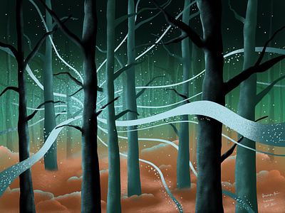 Magical Forest 2 art illustration illustrator ipad ipadpro ipadproart landscape minimal paint procreate