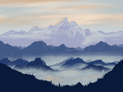 Mist illustration illustrator ipad procreate landscape minimal paint paintings vector