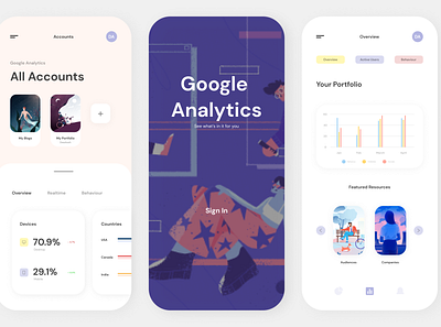 Google Analytics App app branding design illustration illustrator minimal ui ux web website