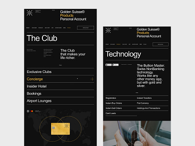 Golden Suisse - внутренние страницы adaptive adaptive design black corporate digital ui ux web webdesign website