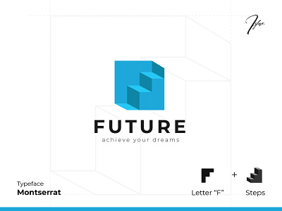 Future Concept Logo brand identity design branding clean logo lettermark logo logo logodesign minimalist logo design stairs logo steps logo