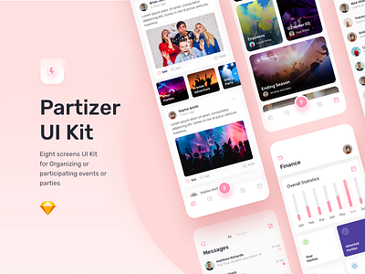 Partizer – Mobile UI Kit app design ux vector