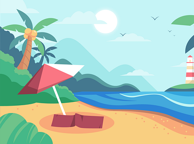 Nature Scene Vector Illustration - Summer illustration vector