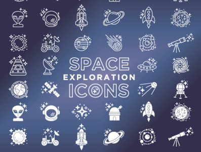 44 Space Exploration Icons design icon icon set icons ui ux vector