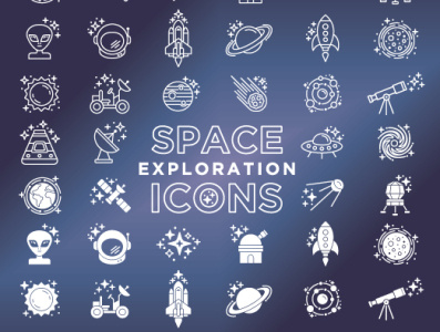 44 Space Exploration Icons