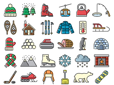 36 Symbols of Winter design illustration ui ux vector web