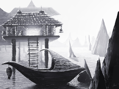 Eastern dock concept art digital painting