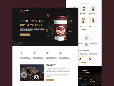 Coffee Shop Landing Page branding color correction creative design design illustration landing page ui vector website