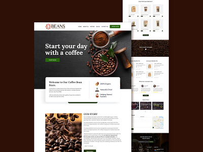 Coffee Bean E-commerce Landing Page branding graphic design homepage logo ui