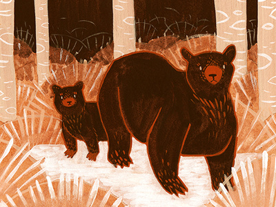 Bears bears gouache illustration kailey lang nature wildlife woodland