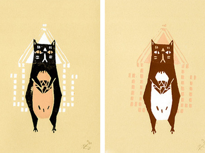 Guru Cats cats illustration printmaking silkscreen