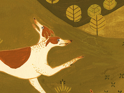 The First Chthonic dog gouache illustration sighthound whippet