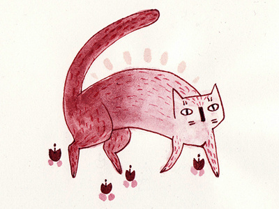 Strollin' cat illustration watercolour