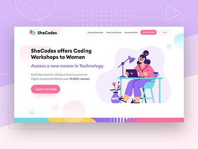 SheCodes Website Re-design app design code colors design illustration interface typography ui ux vector webdesign website website design