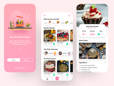 Cooking Recipe App adobexd app design branding cook design food illustration interface ios typography ui uidesign uiux ux vector vector illustration