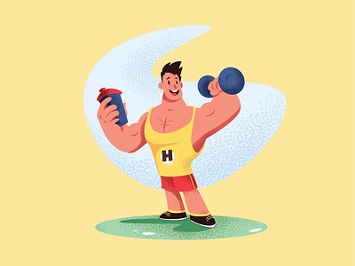 Gym Bodybuilder Illustration colors design fitness flat grain gym illustration illustrator ios logo texture vector vector illustration web