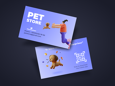 Branding - Pet Store Business Card brand brand design branding business card design dog flat icon illustration interface logo minimal pet petshop ui vector