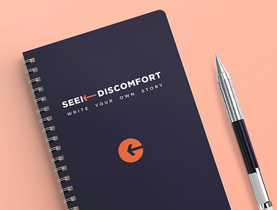 Branding - Seek Discomfort Notebook Mockup brand design branding colorful design diary figmadesign ios logo minimalist logo mockup notebook cover typography