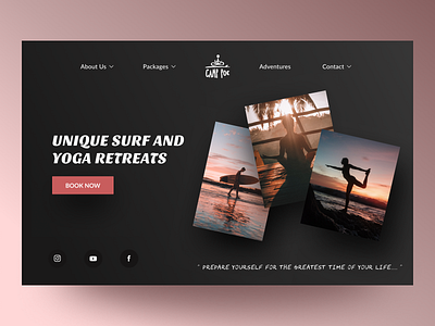 Website Redesign adventure camping dark mode dark theme dark ui design interface meditation minimal surfing tourism travel ui ux web yoga