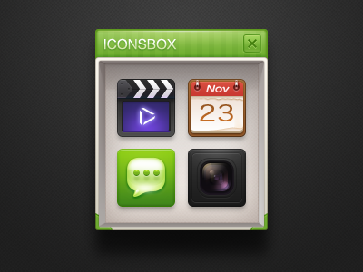 Iconsbox box calendar camera icon message video widget window