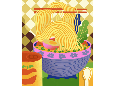 Noodles artist editorial illustration food illustration procreateapp