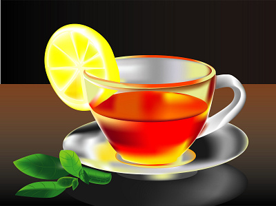 Cup of tea cup of tea digital art drawing flat illustration lemon tea vector vector art