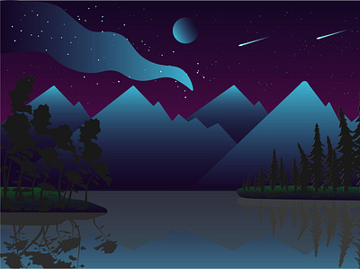 Starlight night digital art drawing flat gradient illustration night starlight vector vector art