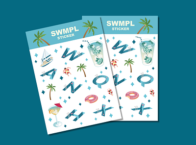 SWMPL font sticker flat flat illustration font illustration sticker sticker design summer swimming pool typography vector