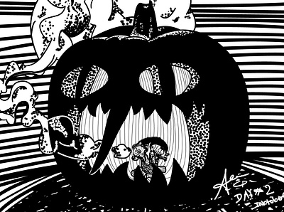 Spooky art DAY 2 adventure time blackandwhite cartoonber clip studio paint drawlloween illustration inktober