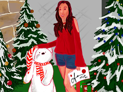 nataly bear christmas clip studio paint friendship illustration tree
