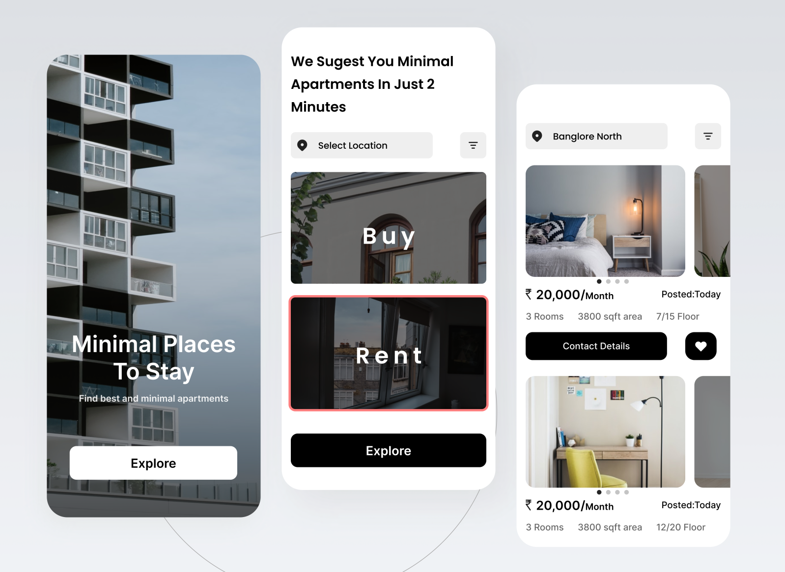 Rental Apartments App UI by Karthik Thammisetty on Dribbble