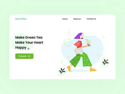 Green Tea Web Landing Page branding design green green tea illustration landing page tea ui uidesign web ui
