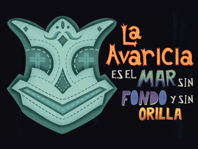 Avaricia avaricia dead festive illustration muertos poster skull spanish typography