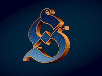 ''S'' blue blues gold gradient grain texture type typography