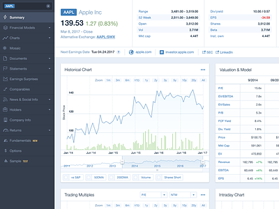 Equity Data Terminal apple dashboad data visulization equity financial dashboard stocks trading